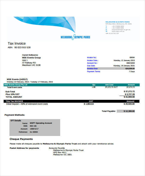 FREE 5 Deposit Invoice Templates In MS Word PDF