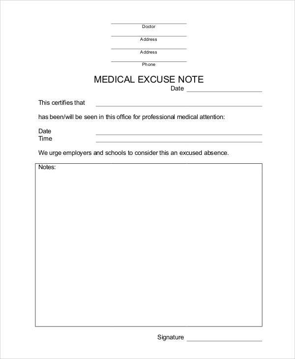 doctor note medical excuse