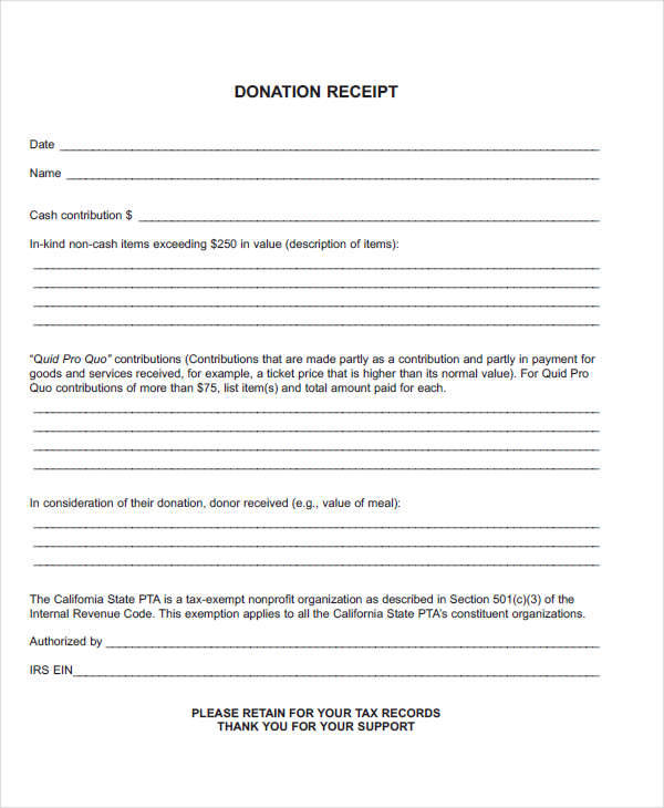 donation receipt