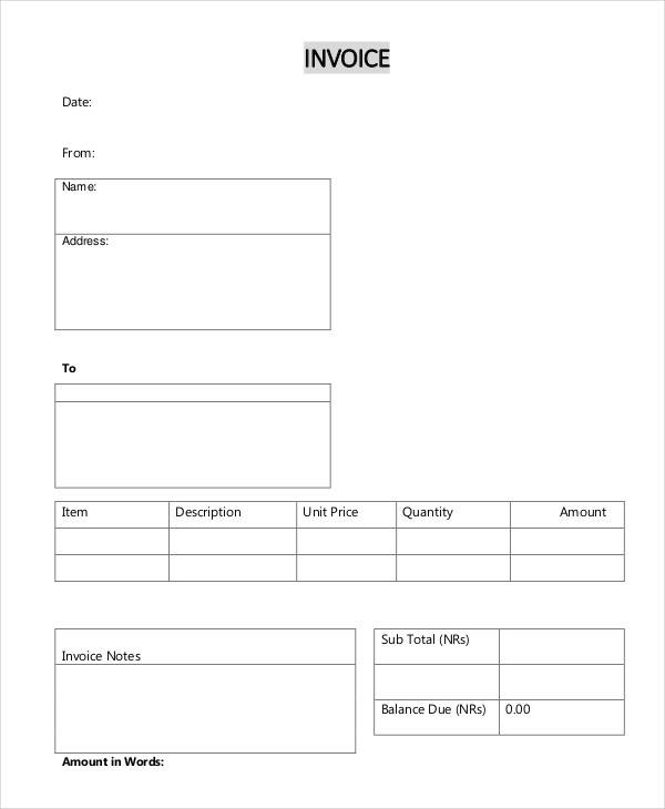 word document blank invoice template
