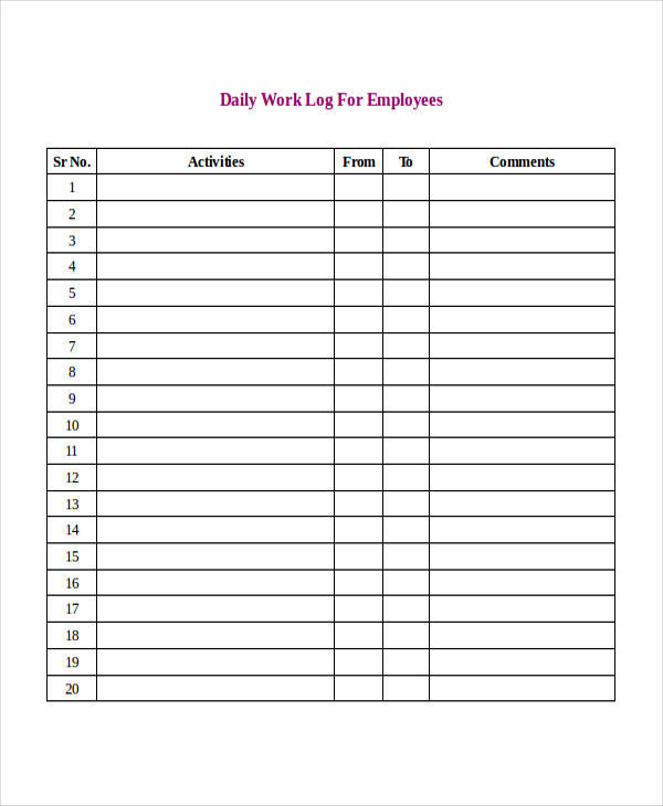 FREE 21+ Daily Log Samples & Templates in MS Word