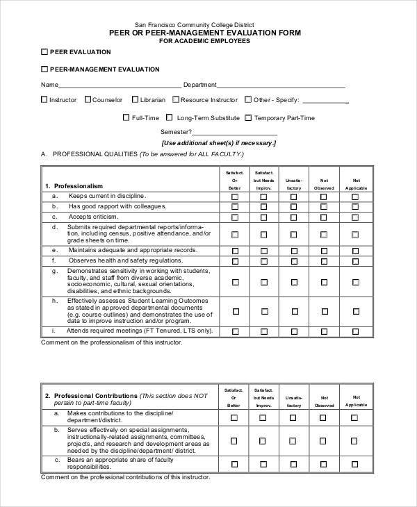 employee evaluations examples