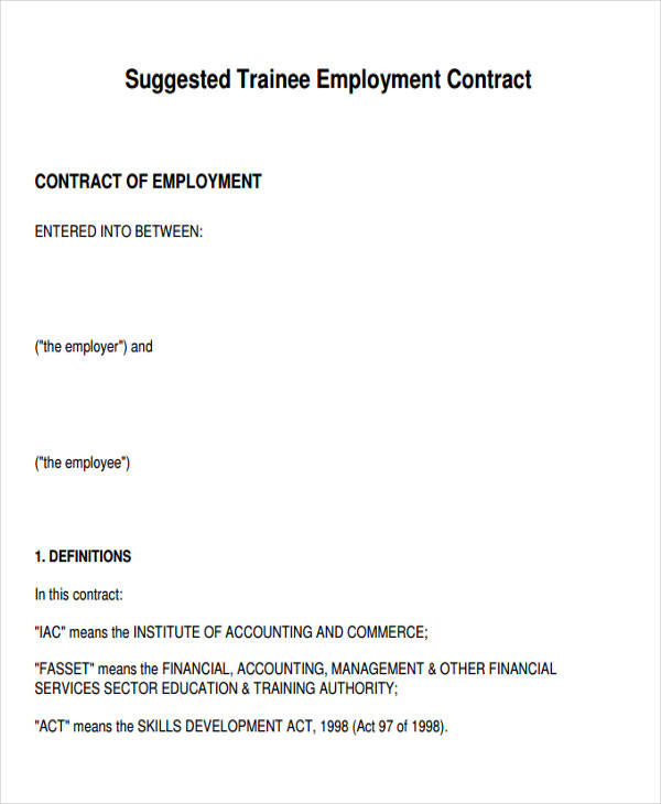 employee training contract