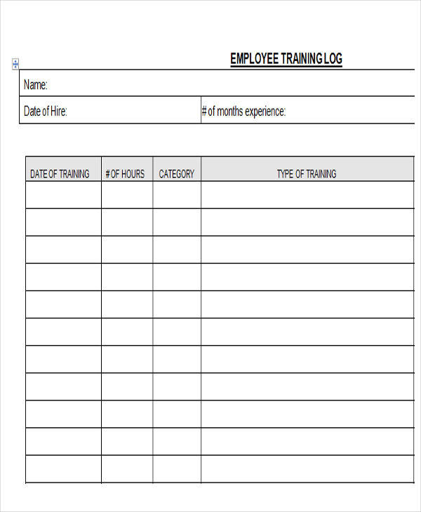 Employee Training Log Template Word 