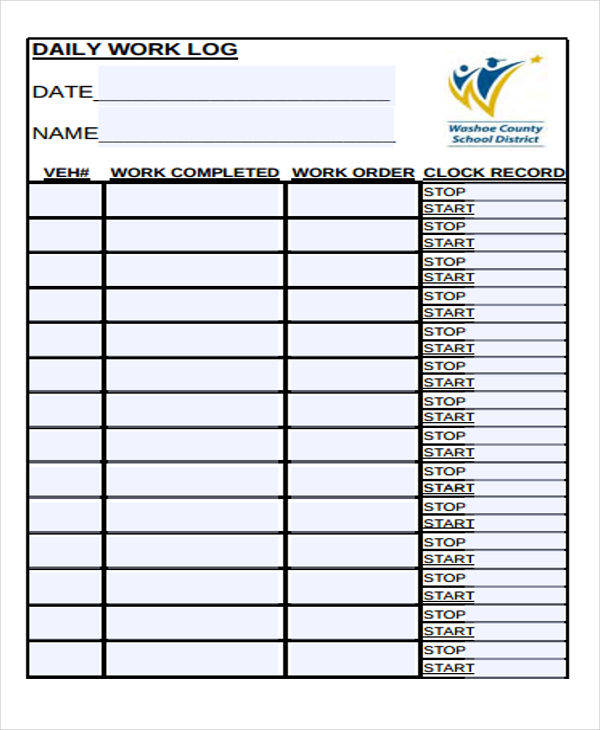 Work Log Template Excel Doctemplates Gambaran