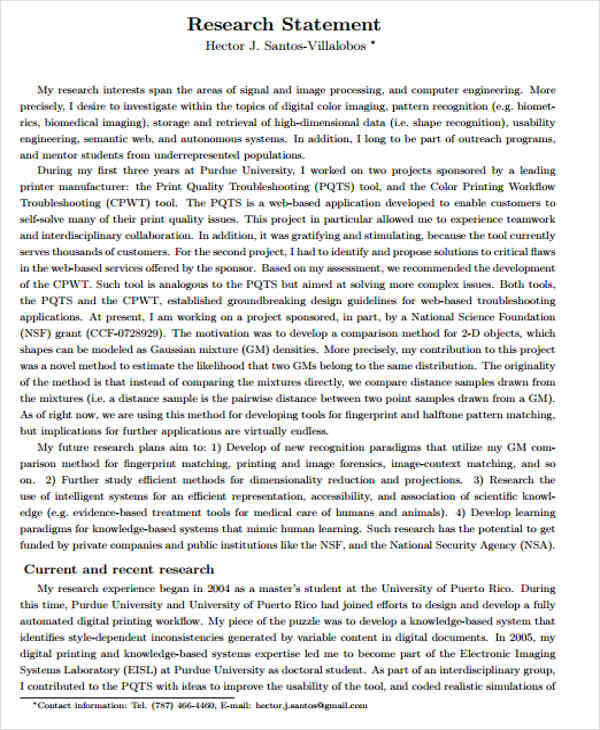 research statement sample electrical engineering