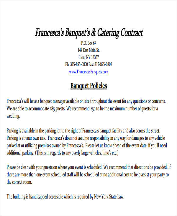 event catering contract