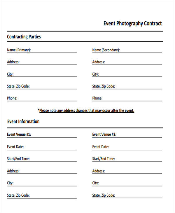 event photography contract
