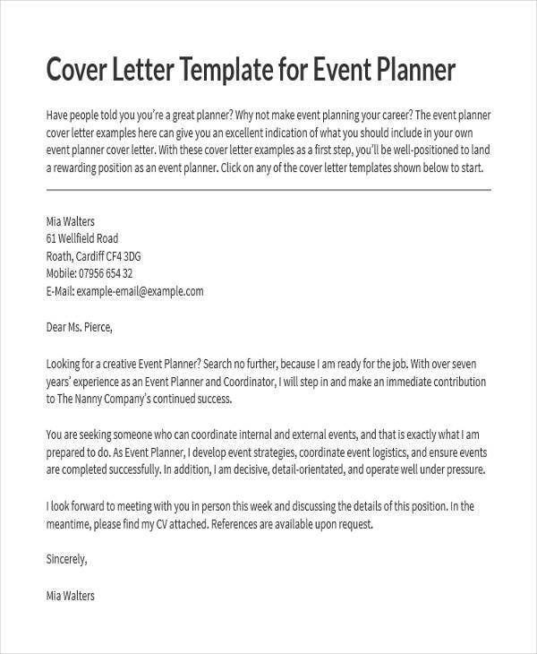 event planner proposal letter