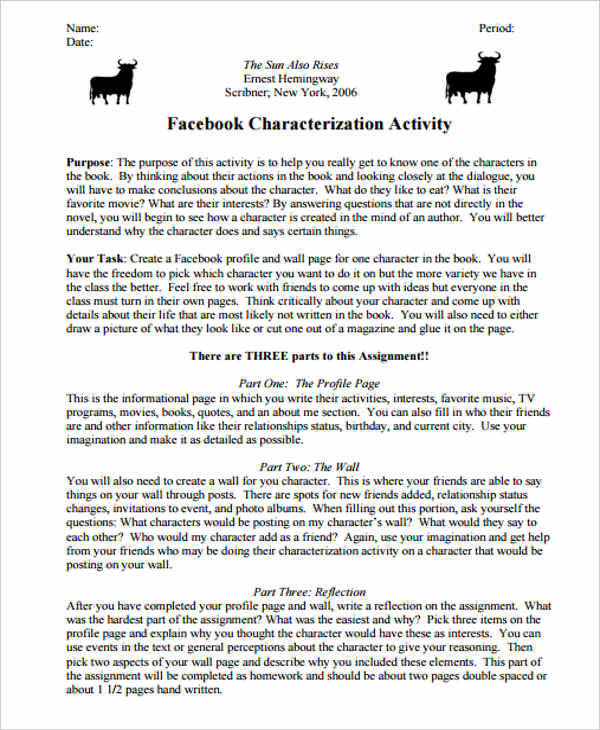 facebook character analysis