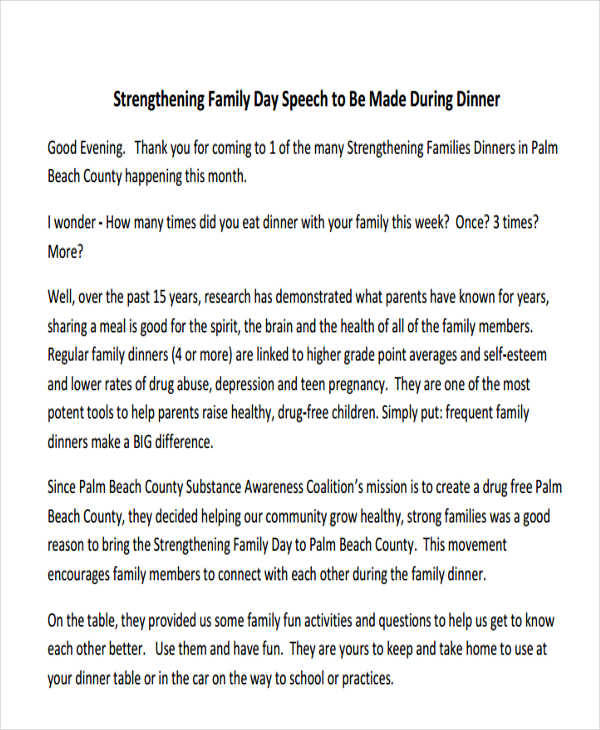 simple speech about family