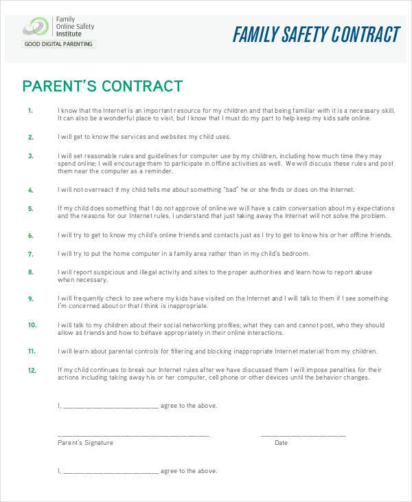 Free Safety Contract Samples Templates In Pdf Ms Word