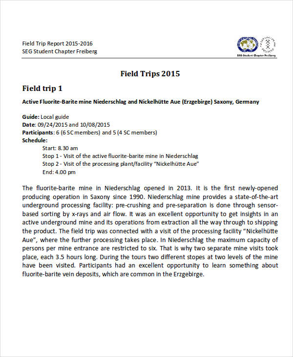 field trip report in pdf