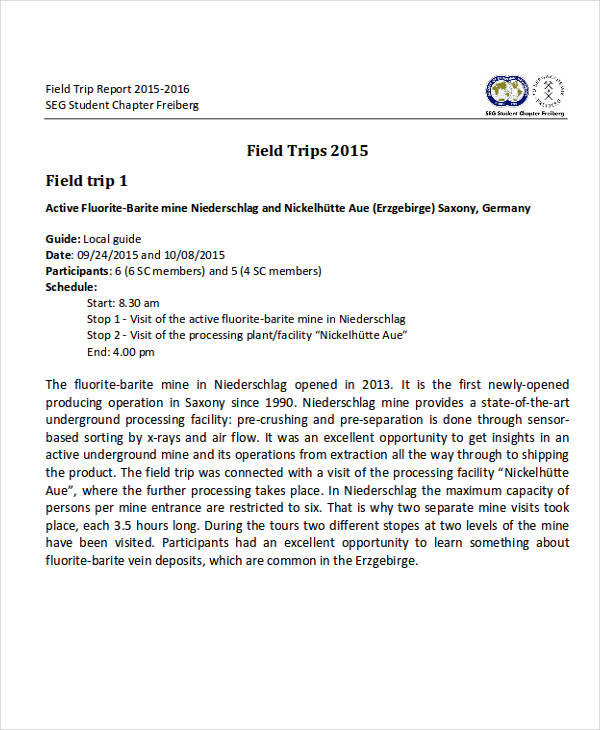 educational trip report sample pdf