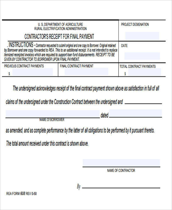 Final Check Receipt Form Template Glamorous Receipt Forms