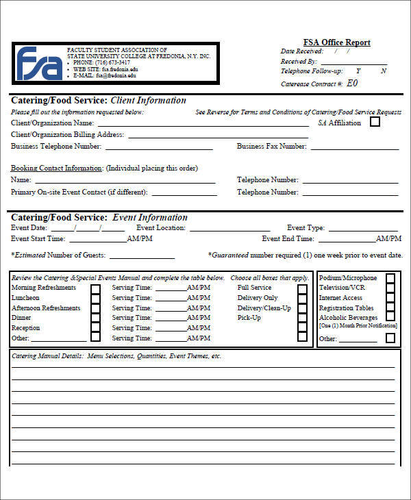 format invoice Receipt Catering 5 Templates