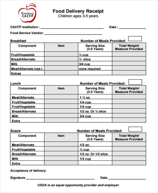 Receipt Food Template Great : Printable Receipt Templates