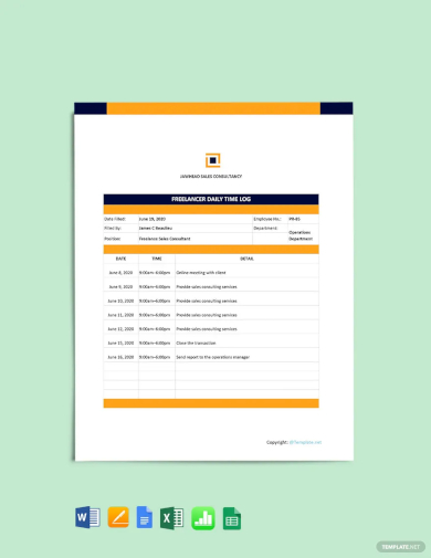 free basic freelancer daily log template