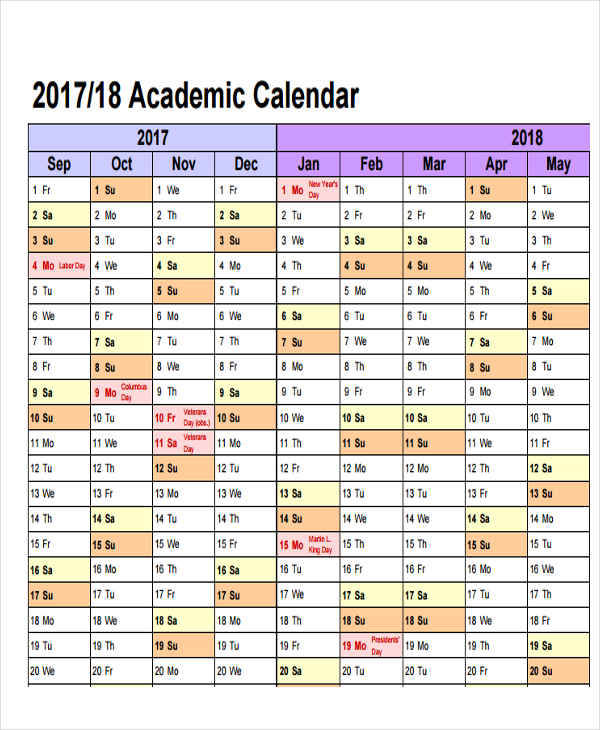 Free Printable Academic Calendar Template Printable Templates