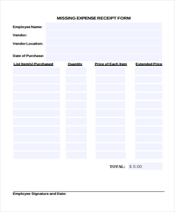 free 4 expense receipt templates in pdf ms word