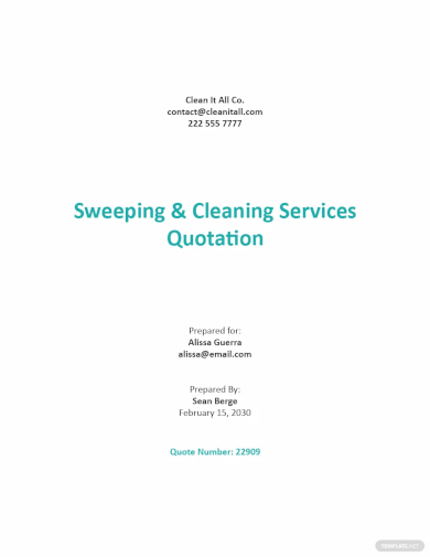 free quotation for sweeping cleaning services template
