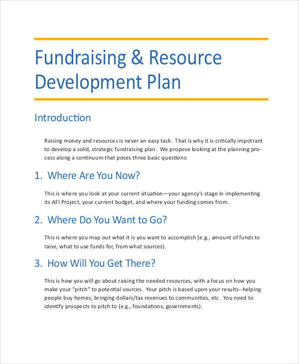 fundraising development plan