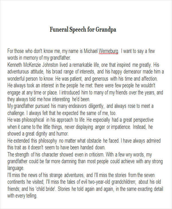 funeral speech for grandpa