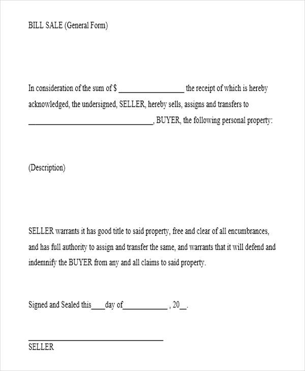 generic bill of sale receipt form1