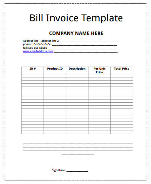 generic invoices templates