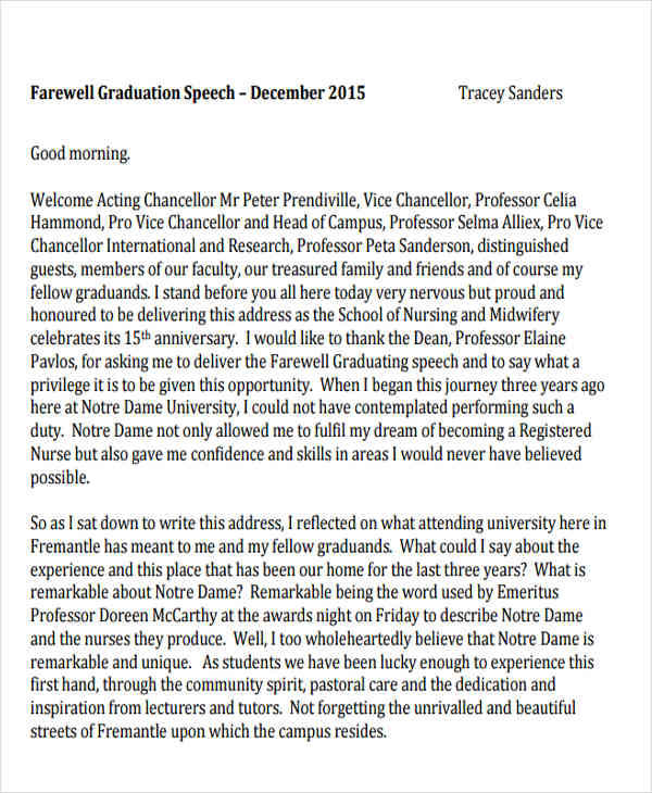 sample of farewell speech by students
