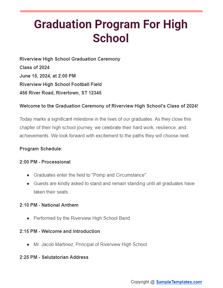 graduation program for high school