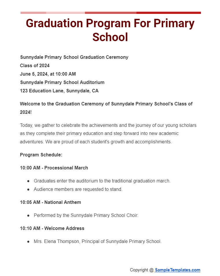 graduation program for primary school