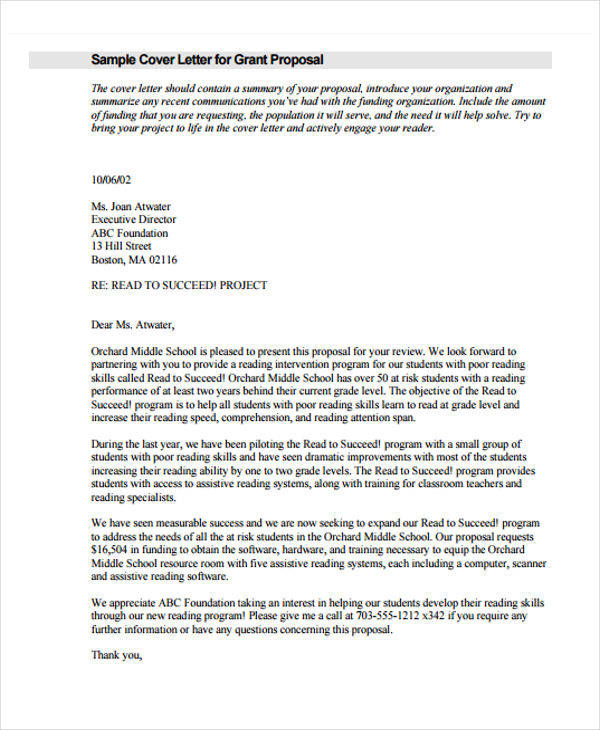 Cover Letter Grant Proposal from images.sampletemplates.com
