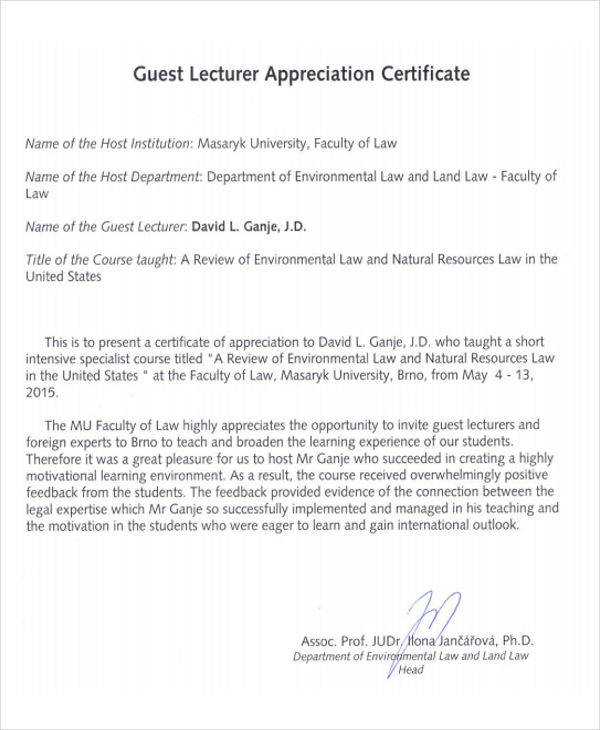 guest appreciation certificate