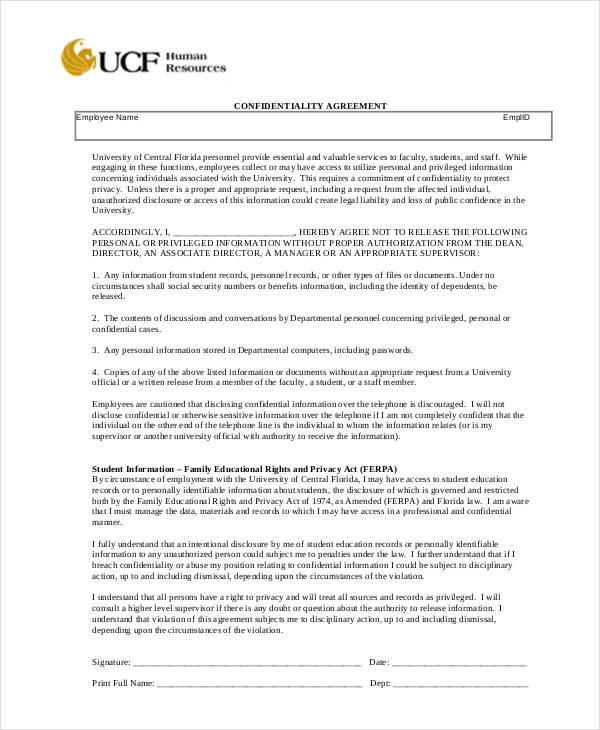 hr confidentiality contract