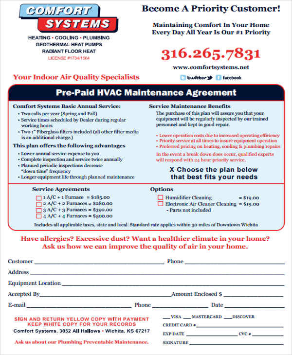 Hvac Preventive Maintenance Agreement Template Collection Hvac Preventive Maintenance Agreement Template Collection