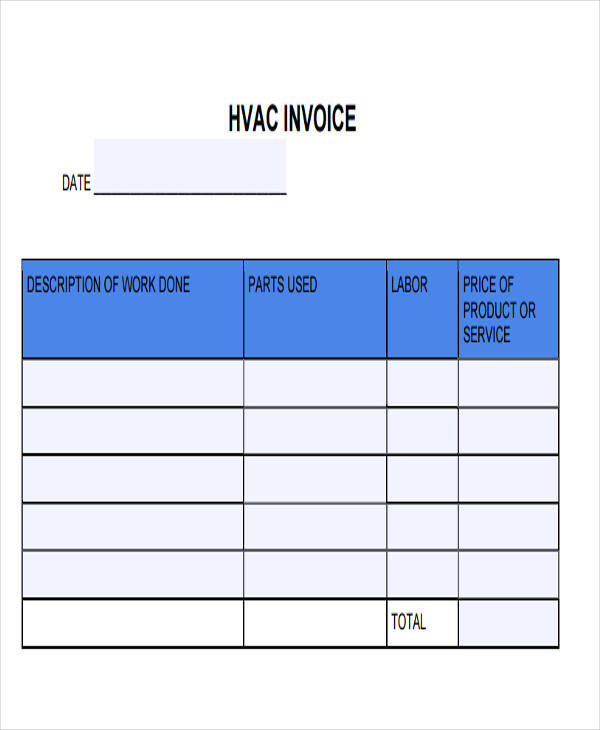 heating contractor invoice