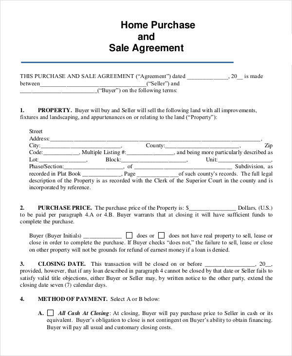 FREE 8 Home Sales Contracts Samples Templates In PDF Google Docs MS Word Apple Pages