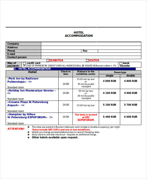 10 Hotel Invoice Samples & Templates PDF Docs