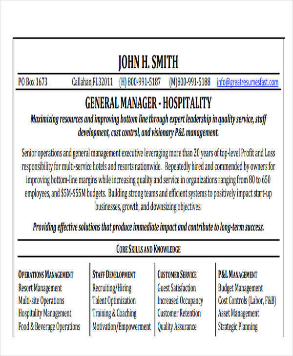 hotel general manager