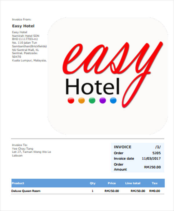 Hotel bill format doc free download