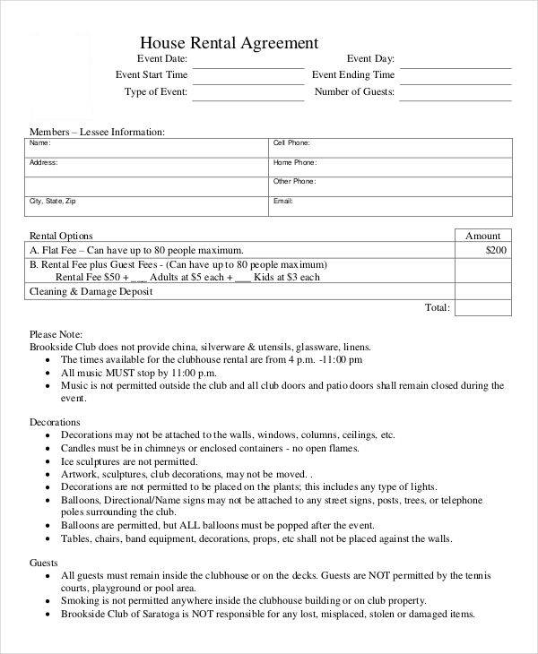 house rent agreement form