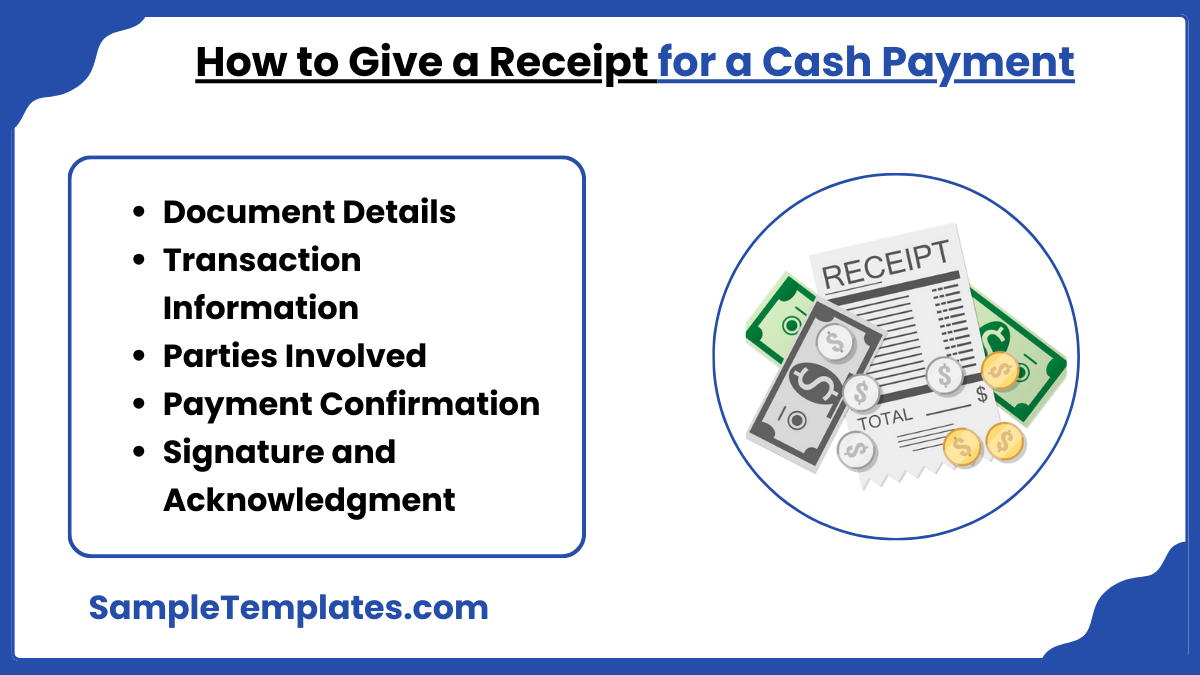 how to give a receipt for a cash payment