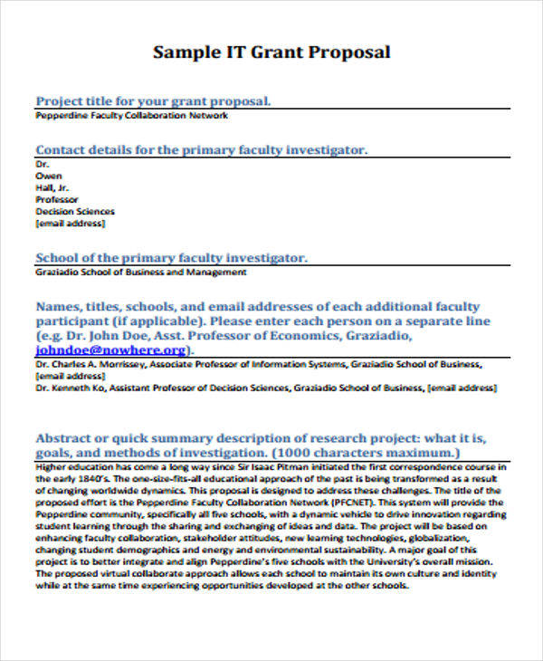 FREE 16+ Grant Proposal Samples in PDF | MS Word | Pages | Google Docs