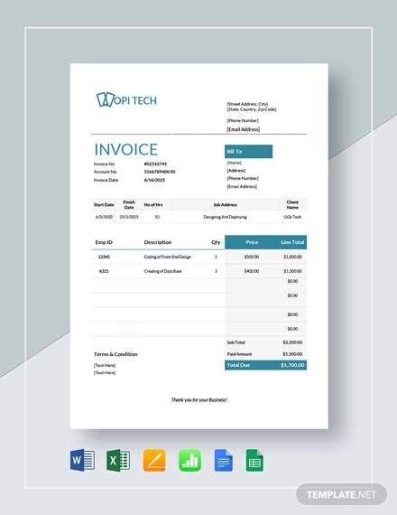 job invoice template