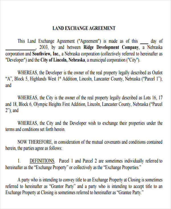 land exchange agreement
