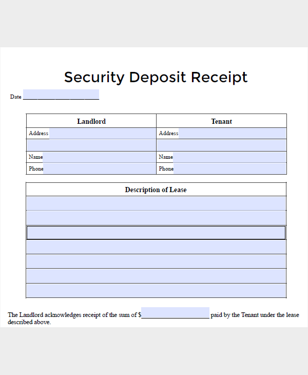 lease security deposit receipt