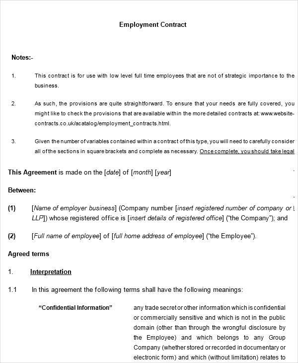 legal employment contract template2