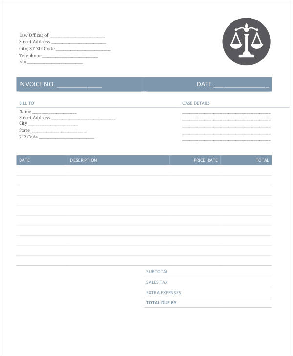 legal invoice form Invoice Legal 7 Templates  Format Download  Free Word, PDF