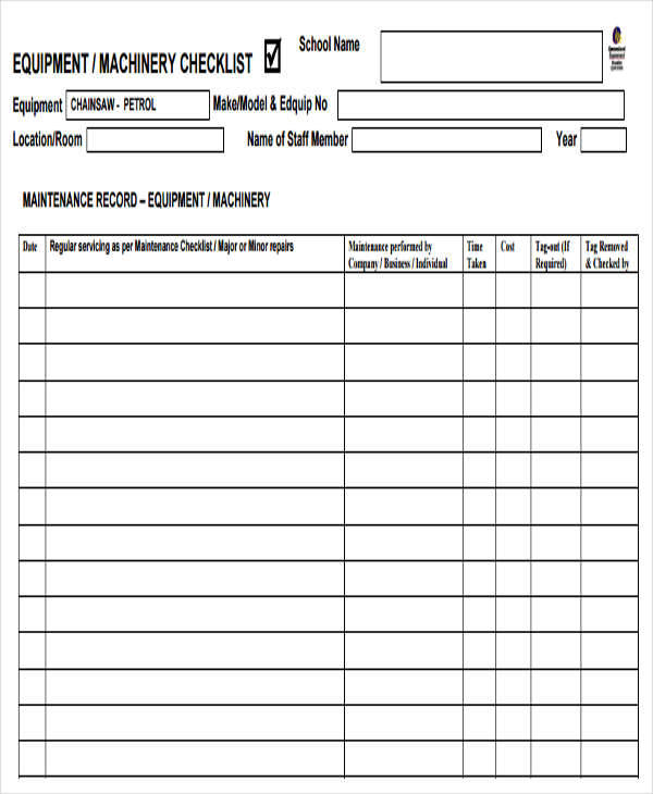 Maintenance Log Book Template Excel Templates